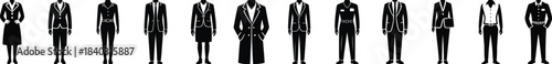 Professional and Business People Silhouettes Collection with Men and Women in Formal Attire

