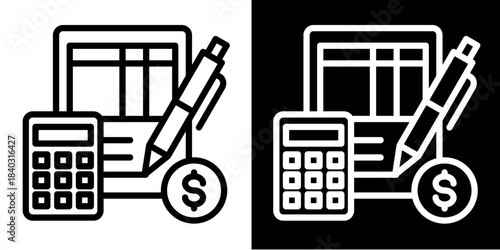 Budget Proposal Icon Set White Style Collection