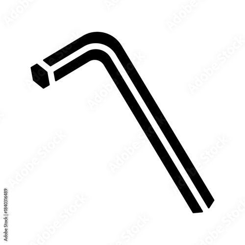 Solid Black Hex Key Tool and Wrench Icon
