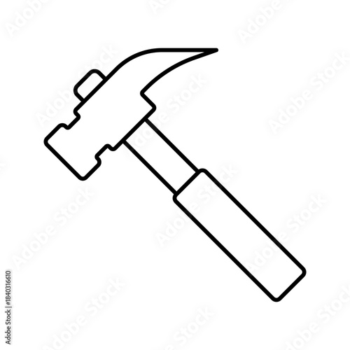 Outline Claw Hammer Tool Line Art Icon
