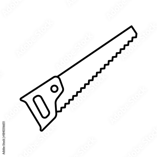 Outline Manual Hand Saw Cutting Tool Line Art Icon
