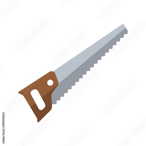 Manual Hand Saw Wood Cutting Tool Flat Icon
