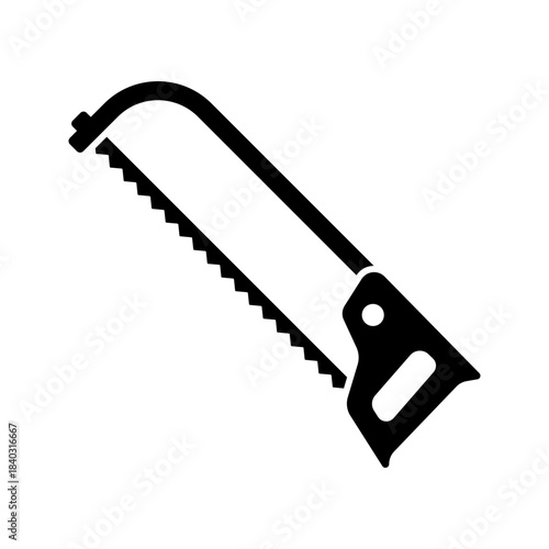 Solid Black Frame Handsaw Tool Silhouette Icon
