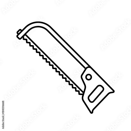 Outline Frame Handsaw Cutting Tool Line Art Icon
