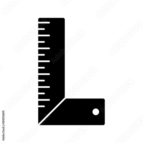Solid Black Carpenter's Try Square Silhouette Icon
