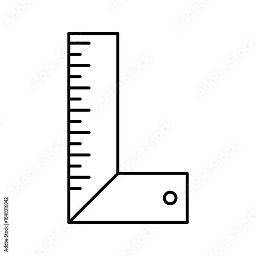 Outline Carpenter's Try Square Measuring Line Art Icon

