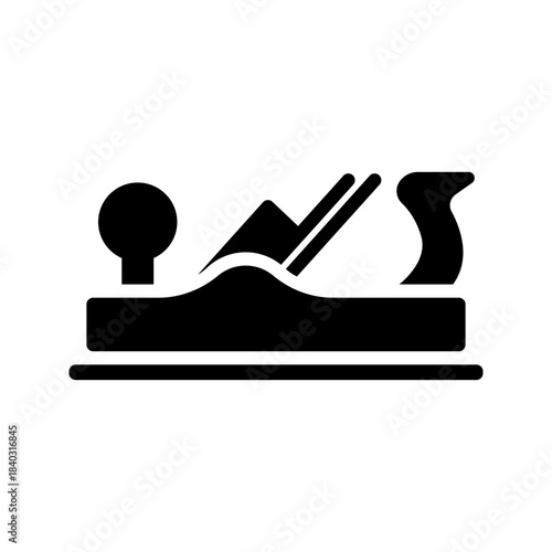 Solid Black Hand Wood Plane Tool Silhouette Icon
