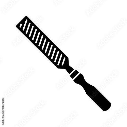 Solid Black Woodworking Rasp File Tool Silhouette Icon
