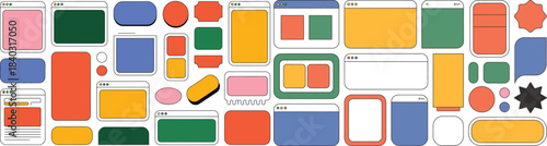 colorful ui elements kit for modern web and mobile application design with various shapes
