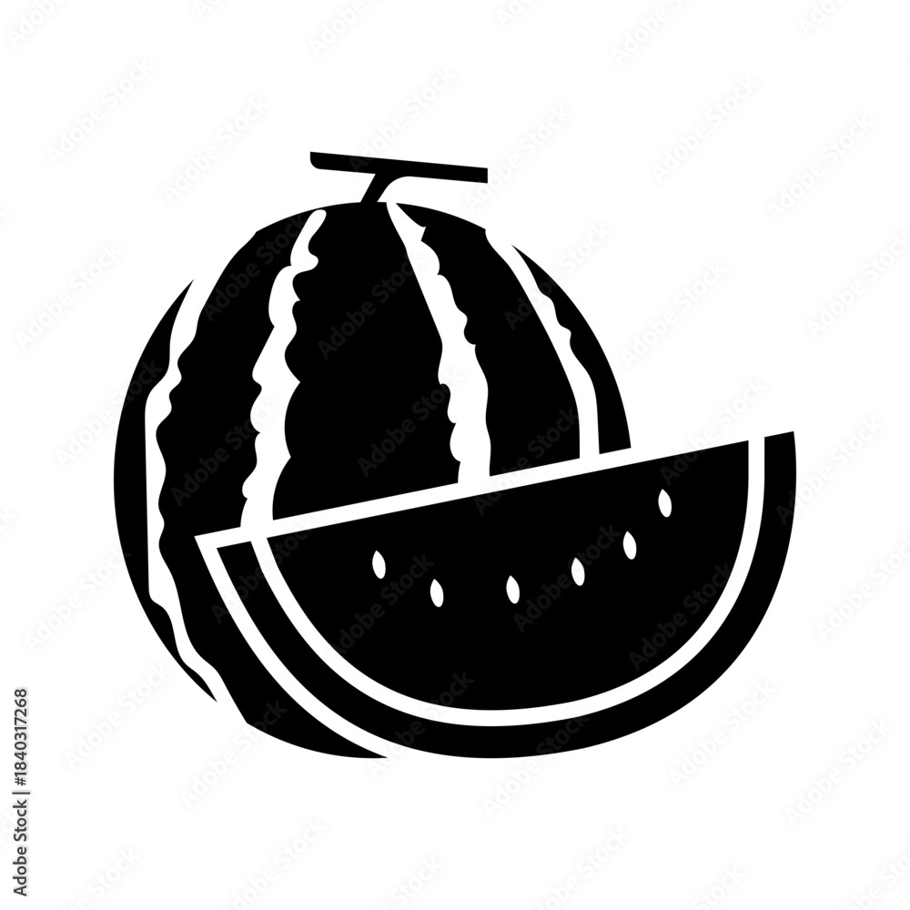 Fototapeta premium Watermelon Slice Tropical Summer Flat Icon 