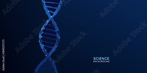 Abstract polygonal representation of a dna double helix structure on dark background