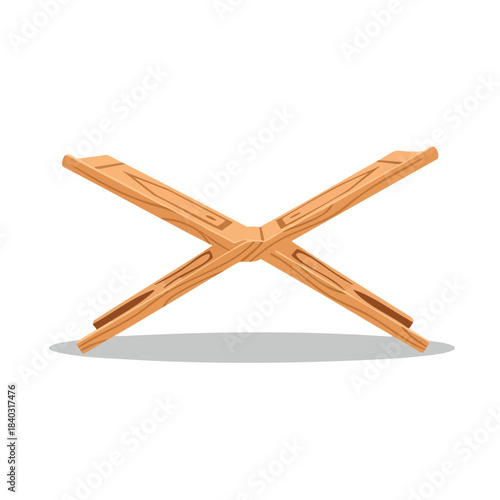 Simple wooden book stand with an X-shaped design, commonly used for holding religious texts.