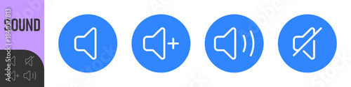 speaker, sound, volume icon set , low and hight level volume speaker icon. voice, audio, silent, mute icons in flat style for media player app and website