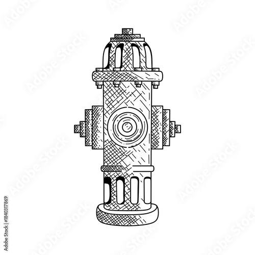 hand drawn urban emergency fire hydrant line art vector illustration