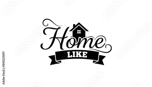 Stylized Home Like Lettering with House Icon Vector