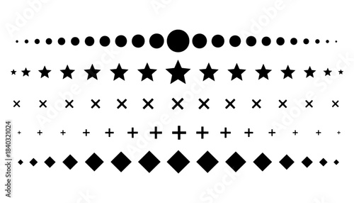 Varying Size Black Geometric Shapes Vector Illustration