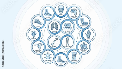 Medical Specialties Infographic – Circular Chart of Hospital Departments Including Cardiology, Neurology, Pediatrics, Surgery, Psychiatry, and More with Icons and Labels