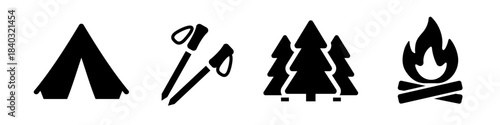 hiking icon. Camping symbol set
