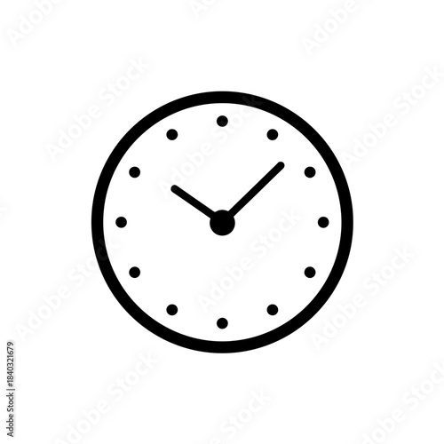 Basic Round Clock Face with Hands Vector Illustration