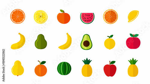 set of fruits and vegetables