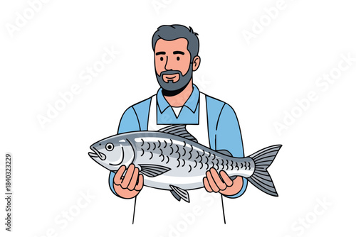 Fisherman Holding Fresh Salmon