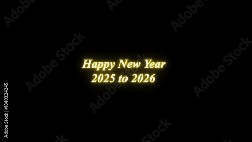 Happy New Year Handwritten Animated Text in Gold Color with Particles. Great for ceremonies, greetings, celebrations, banners and Flyer. Animated Happy New Year 2026
