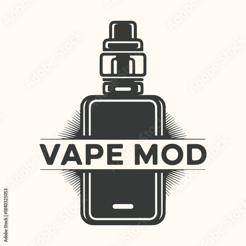 Vape mod with text VAPEMOD on cream background vape, mod, vaping