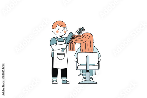 Hairdresser styling a client s hair in a salon
