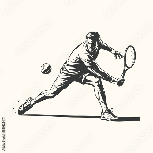 Tennis Player Hitting Forehand Shot (77) vector