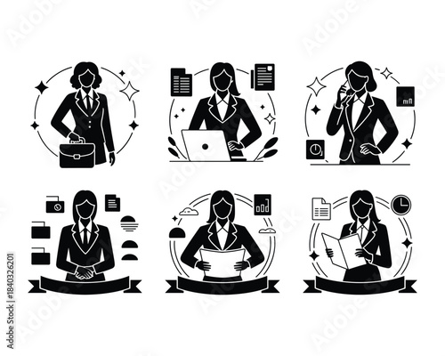 Businesswoman Icons Set for Professional Use