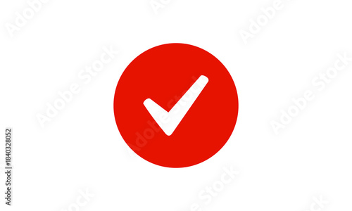 Tick Icon – Red Circle Checkmark Vector, Simple Approve Symbol