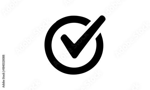 Tick Icon – Black Circular Checkmark Vector, Simple Confirm Symbol - yes and no