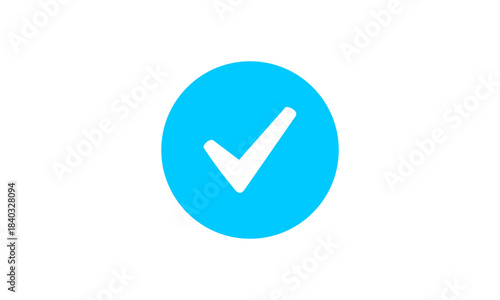 Tick Icon – Blue Circle Checkmark Vector, Simple Approval Symbol - check mark button