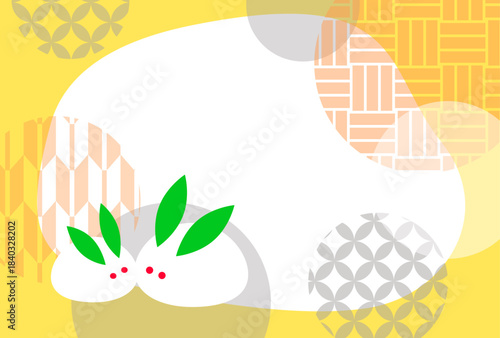 雪うさぎの寒中お見舞いはがきテンプレート（文字無し）