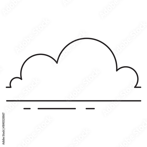 Two clouds above stylized ground lines. Represents heavy cloud cover, overcast, or dense foggy weather conditions. Clean, simple, and minimalist style.
