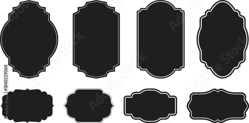 Set of vintage label and badges shape collections. Vector illustration. Black template for patch, insignias, overlay.
