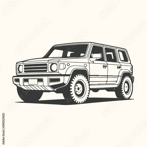 Detailed Silhouette of a Rugged Off- Road Vehicle off-road