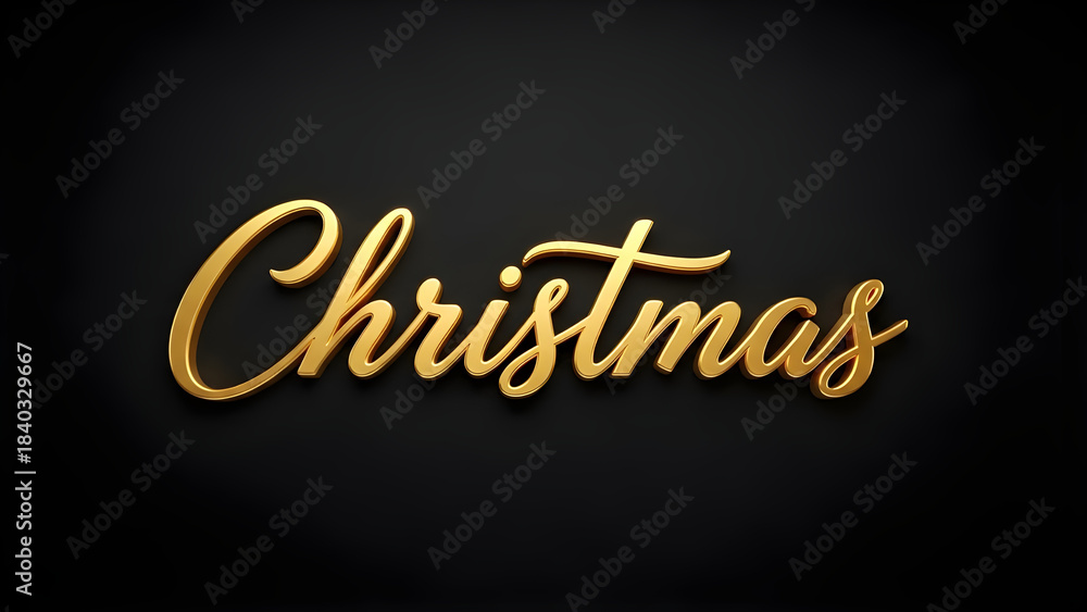 Obraz premium Golden christmas text on a dark background, elegant script typography for holiday greetings and festive designs