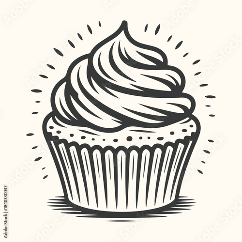 Delicious Cupcake With Swirled Frosting vector
