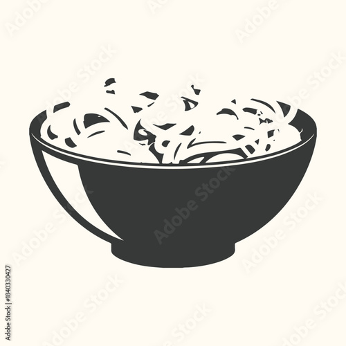 Silhouette of a bowl filled with shredded food bowl, shredded, food, noodles, pasta