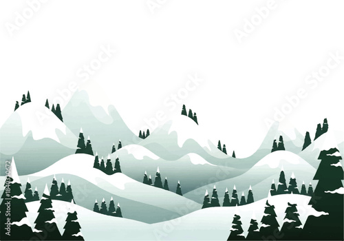 Snowy Mountain Range Winter Landscape