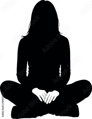 Silhouette of a Meditating Woman in Lotus Pose