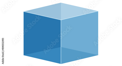 Transparent acrylic cube block with a smooth surface isolated on a pristine white background, showcasing geometric precision and modern design