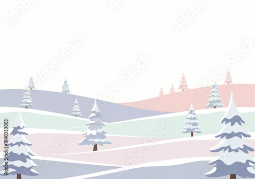 Blue-Toned Winter Landscape with Distant Trees