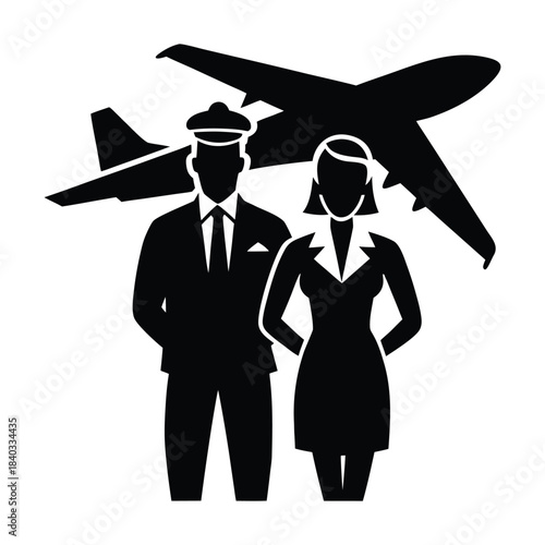 Pilot and Flight Attendant Silhouette 