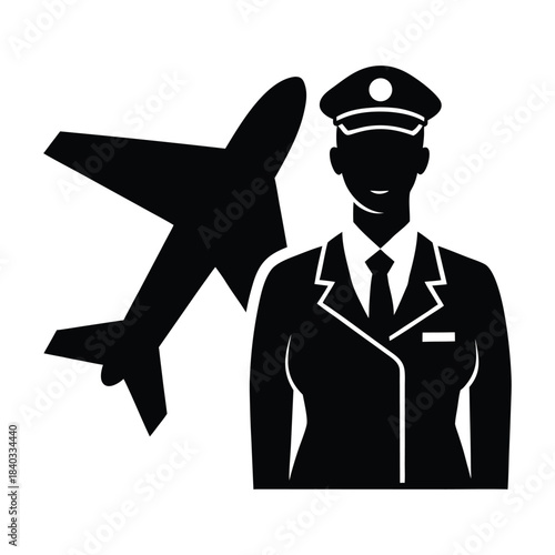 Pilot and Flight Attendant Silhouette 