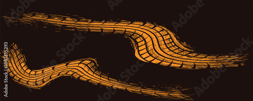 3D brown lines techno abstract background overlap layer on dark space with circles shapes effect decoration. Modern graphic design element stripes style concept for web banner, card, or brochure