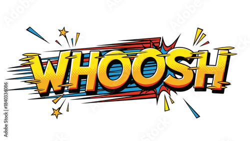 Dynamic comic book style word whoosh vector illustration for designs