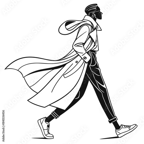 Girl in a fashionable vector dress illustration