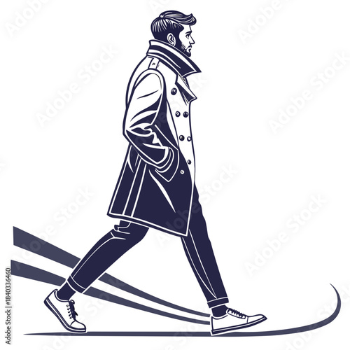 Vector illustration of a hockey player silhouette in a simple sporty sketch style